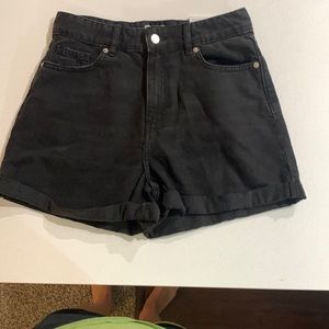 Hi Rise Black Denim Shorts
